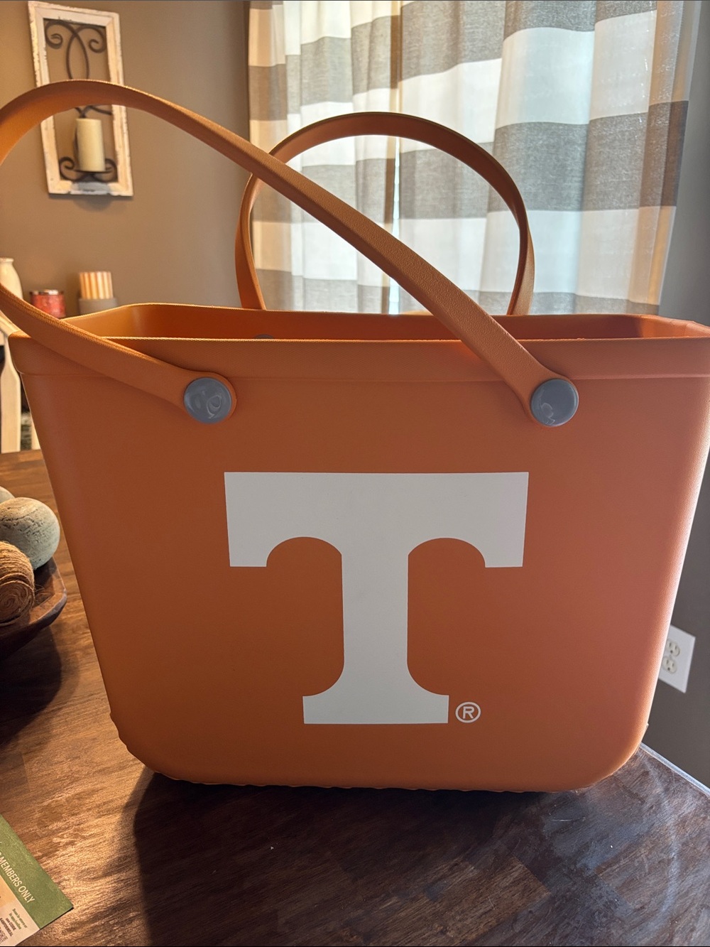 Orange Tote Bag with White 'T' Logo